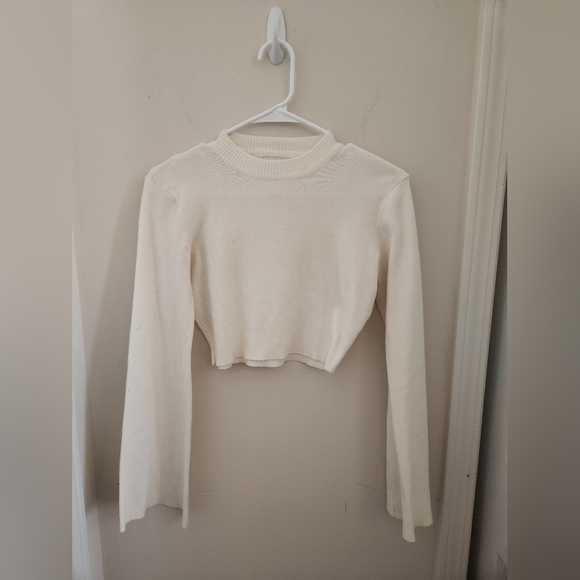❤️My Girl Cream Long Sleeve Belle Sleeve Crop Top Small - Picture 1 of 3